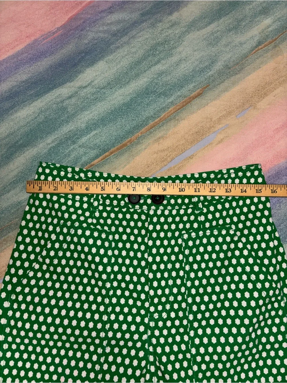 Maeve Colette Pants Womens Size 12 Green Floral Linen Stretch Wide Leg Cropped - Picture 6 of 7